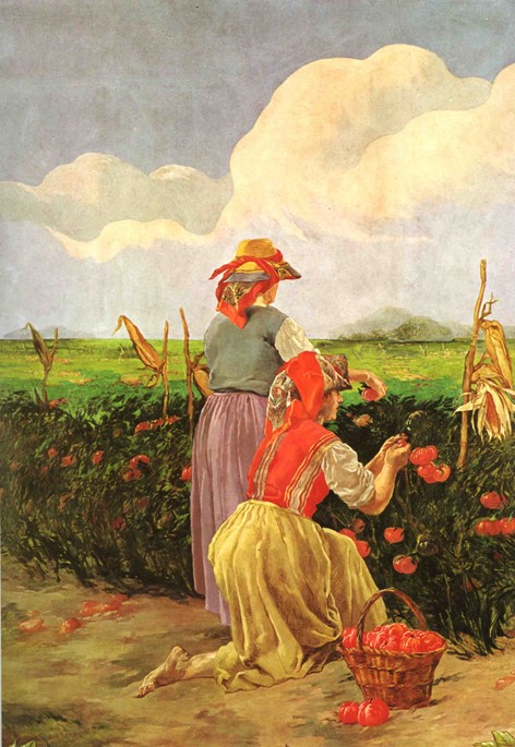 Daniele de Strobel, La raccolta del pomodoro, 1925 (Parma, Sede centrale Cariparma-Crédit Agricole)
